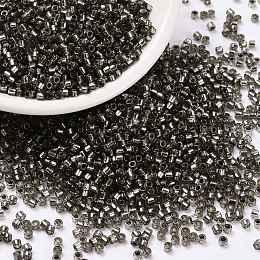 Honeyhandy Cylinder Seed Beads, Silver Lined, Round Hole, Uniform Size, Black, 2x1.5mm, Hole: 0.8mm, about 888pcs/10g