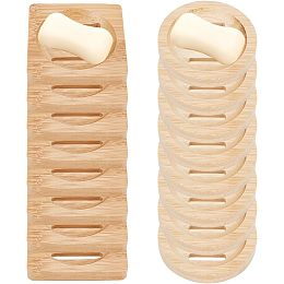 16 Pcs 2 Styles Soap Dishes, Burlywood Bamboo Soap Dishes Wooden Soap Tray Self Draining Soap Tray Soap Holder for Bathroom Kitchen (Square & Round)