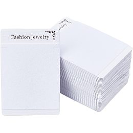 FINGERINSPIRE 50Pcs Jewelry Display Cards 2.4"x3.5" Velvet Necklace Display Cards White Necklace Card Holder for Necklace Display (with Words-Fashion Jewelry)