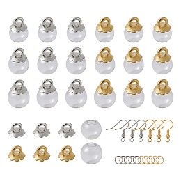 DIY Dangle Earring Making, with Brass Earring Hooks, Iron Jump Rings, Glass Globe Beads, Plastic Pendant Bails, Mixed Color, 75x101mm