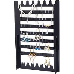 9-Tier Acrylic Earring Display Stands, Rectangle Earrings Holder Organizer, Jewelry Earring Holder for Earring Storage, Black, Finish Product: 1.94 x 7.87 x 11.81 Inches