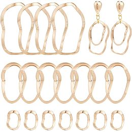 Arricraft 18 Pcs 3 Sizes Brass Linking Ring, Wavy Circle Frames Connectors Oval Shape Hollow Bezels Pendants Charms for Jewelry Making Findings DIY, Light Gold