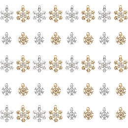 CHGCRAFT 40Pcs 4 Styles Snowflake Alloy Pendants with Crystal Rhinestone for DIY Bracelet Necklace Jewelry Making, Platinum and Light Gold