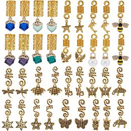 NBEADS 36 Pcs Hair Jewelry for Braids, Butterfly Dreadlock Accessories Hair Cuffs Beads Pendants Loc Hair Jewelry Stitch Markers Charms Hair Coil Jewelry Clips for Braids Decoration