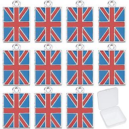 SUNNYCLUE 1 Box 30Pcs UK Flag Charms Patriotic Double-Sided Enamel British Union Jack Keyring Car Bag Charm Rectangle Charm Bulk for Jewelry Making Charms Phone Handbags Wallet Hanging DIY Supplies