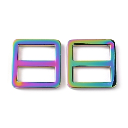 Arricraft Rainbow Color Alloy Slider Buckles, Adjustable Buckle Fasteners, for Strap Leathercraft Bag Belt, Rainbow Color, 28x27x3mm