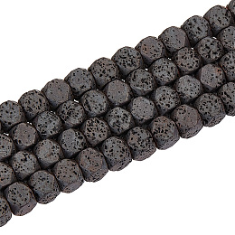 Olycraft 2 Strands Natural Lava Rock Beads Strands, Faceted, Polygon, 9x9x8~8.5mm, Hole: 1mm, about 47pcs/strand, 15.71 inch(39.9cm)