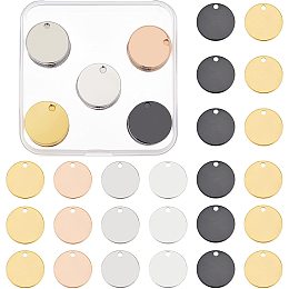 BENECREAT 30 Pack 20mm/0.8" Flat Round Stamping Blank Tag Brass Name Plate with Storage Box for Necklace Bracelet Dog Tags Making, Mixed Color, 1mm thick