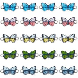 NBEADS 30 Pcs Butterfly Alloy Enamel Link Charm Butterfly Connector Metal Pendant for Earrings Bracelets Necklace DIY Making Jewelry Making Accessories