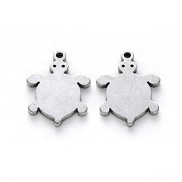 Honeyhandy 304 Stainless Steel Charms, Laser Cut, Tortoise, Stainless Steel Color, 14x10.5x1mm, Hole: 1mm