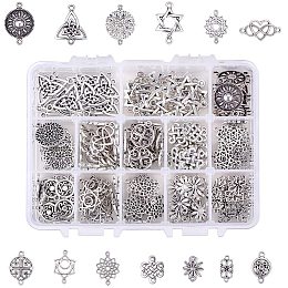 Arricraft 195pcs 13 Style Connector Beads Charms Tibetan Antique Silver Flower Heart Charms Pendants Beads Connector for DIY Dangling Earrings Necklace Bracelet Making