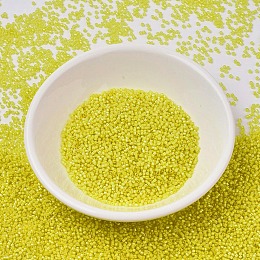 MIYUKI&reg Delica Beads, Cylinder, Japanese Seed Beads, 11/0, (DB1776) White Lined Yellow AB, 1.3x1.6mm, Hole: 0.8mm; about 2000pcs/10g