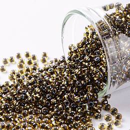 TOHO Round Seed Beads, Japanese Seed Beads, (276) Inside Color Topaz/Gold, 11/0, 2.2mm, Hole: 0.8mm, about 1110pcs/10g