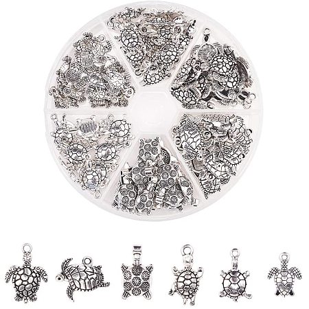 Tibetan Style Alloy Pendants, Sea Turtle, Antique Silver, 103x17mm; 90pcs/box