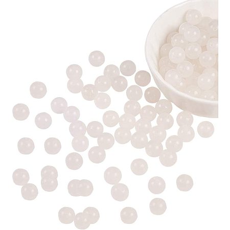 Natural White Jade Beads Strands, Round, 8mm, Hole: 1mm; about 120pcs/box