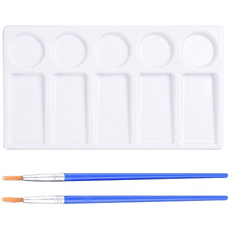 NBEADS 7 Pcs Palette and Brushes Set, 1 Pc Oil Palette and 6 Pcs Paint Brushes Acrylic Oil Watercolor Brushes for Craft Painting
