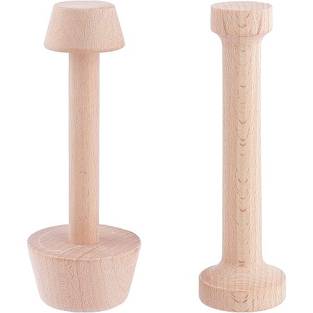 AHANDMAKER 2Pcs 2 Style Wooden Dough Molding Presser Baking Tool, Wooden Molds Egg Tarts Tamper Pastry Tools, Shaping Kitchen Tool for Mini Muffin Pan Pecan Pies Cheesecakes Desserts