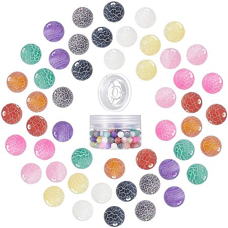 SUNNYCLUE 1 Box 200Pcs 10 Colors Natural Agate Beads Unpolished Colorful Round Genuine Real Gemstone Beading Weathering Crack Beads Chakra Healing Crystals Elastic Thread for Crafts Supplies, 8MM