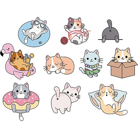 SUPERDANT 10 Styles Colorful Cute Cat Decals Animal Wall Stickers Decor Vinyl Wall Decor Stickers DIY Wall Art for Baby Wall Murals Kids Bedroom Decor DIY