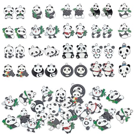 PandaHall Elite 34Pcs 17 Style Alloy Enamel Pendant, Panda, Mixed Color, 2pcs/style