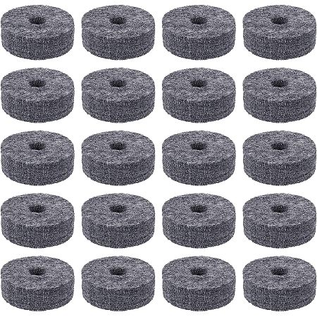 SUPERFINDINGS 20pcs Cymbal Felt Washer Set Gray Drum Cymbal Felt Pads Set 40.5x14.5mm Drum Cymbal Felt Pads Round Soft for Shelf Drum Kit Cymbal Replacement Accessories, Hole: 10.5mm