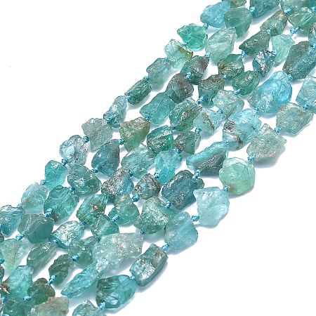 Honeyhandy Raw Rough Natural Apatite Beads Strands, Nuggest, 9~15x5~10x4~9mm, Hole: 1mm, about 28~38pcs/strand, 15.55 inch(39.5cm)