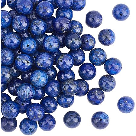 OLYCRAFT 76pcs 10mm Natural Lapis Lazuli Beads Blue Rock Bead Strands Round Loose Gemstone Beads Energy Stone for Bracelet Necklace Jewelry Making