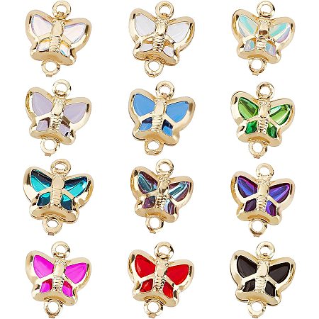 NBEADS 12 Pcs Butterfly Link Charms, 12 Colors Shiny Butterfly Connector Links Long-Lasting Plated Butterfly Connector Charms for Earrings Bracelets Necklace Jewelry Making