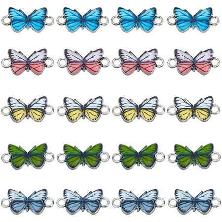 NBEADS 30 Pcs Butterfly Alloy Enamel Link Charm Butterfly Connector Metal Pendant for Earrings Bracelets Necklace DIY Making Jewelry Making Accessories