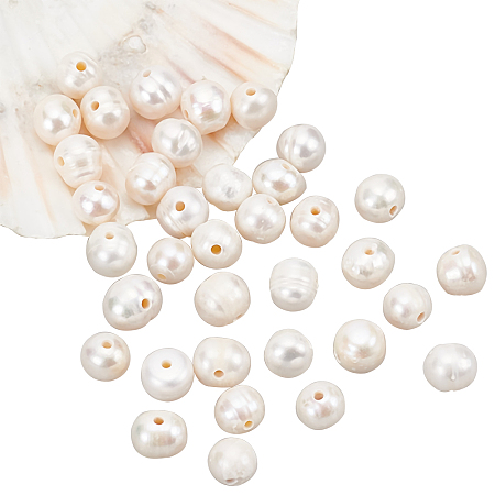 NBEADS About 36 Pcs Natural Freshwater Pearl Beads, 9mm Big Size White Freshwater Pearl Loose Potato Shape Freshwater Pearl Charms Beads for Craft Earring Bracelet Jewelry Making, Hole: 1.8mm