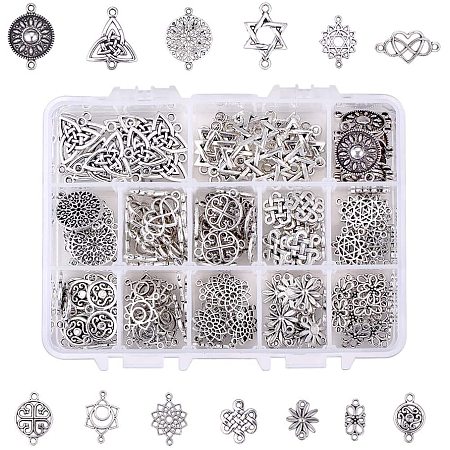 Arricraft 195pcs 13 Style Connector Beads Charms Tibetan Antique Silver Flower Heart Charms Pendants Beads Connector for DIY Dangling Earrings Necklace Bracelet Making