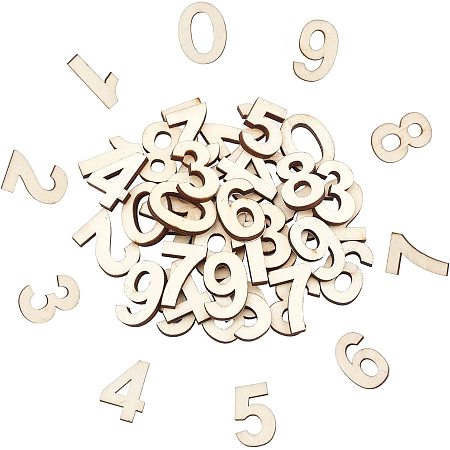 NBEADS 80 Pcs Wooden Numbers in 8 Sets, Unpainted Wooden Arabic Clock Numbers with Adhesive Back 0-9 Clock Numbers for DIY Decoration Replacement Repairing Clock Accessories, Original Color