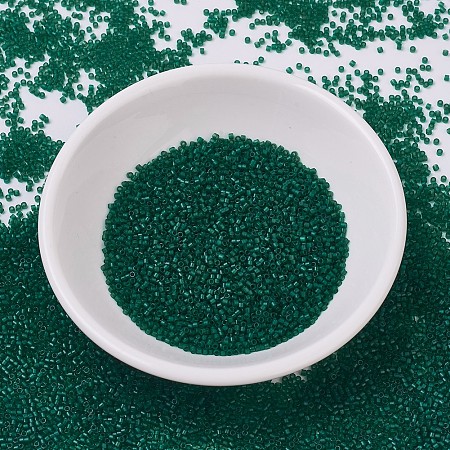 MIYUKI Delica Beads, Cylinder, Japanese Seed Beads, 11/0, (DB0776) Dyed Semi-Frosted Transparent Emerald, 1.3x1.6mm, Hole: 0.8mm; about 2000pcs/10g