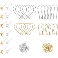 UNICRAFTALE 2 Colors Earrings Findings 12pcs Ball Stud Earring with 24pcs Hoop Earring and 80pcs Open Jump Rings Stainless Steel Earrings Kits for DIY Jewellery Making