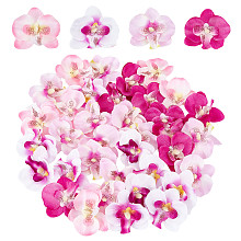 CRASPIRE 100PCS Artificial Silk Phalaenopsis Flower Heads, Butterfly Orchid Head Floral Bouquet for Crafts Wedding Decoration DIY Making Bridal Hair Clip Headbands Dress Photography Props