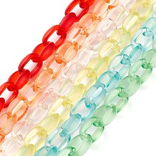 Arricraft 6 Strands 6 Colors Handmade Transparent Acrylic Cable Chains, Mixed Color, Links: 16x11x6mm, about 39.37 inch(1m)/strand, 6 strands/set