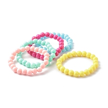 Honeyhandy Opaque Acrylic Beads Stretch Bracelet for Kid, Round, Mixed Color, Inner Diameter: 1-7/8 inch(4.7cm)