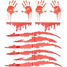 SUPERFINDINGS 6 Sheets Claw Marks Decal 3 Style Reflective PET Car Stickers Red Flowing Blood Red Bloody Hands Stickers Self-Adhesive Backed for Decorate Cars Bumper Motorcycle Truck