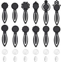 NBEADS 12 Sets Bookmark Pendant Tray Kit, Including 12 Pcs Alloy Bookmark Cabochon Trays and 12 Pcs Transparent Glass Dome for DIY Craft Bookmark Making, Black