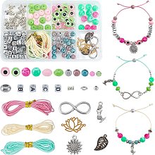 PandaHall Elite 155pcs Beads Bracelet Making Kit Evil Eye Jewelry Making Lucky Necklace Making Flower Charms Loose Beads for Seaside Jewelry Making Crafts Bracelet Necklace Making