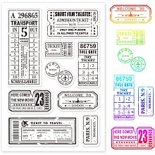 GLOBLELAND Retro Air Travel and Movie Ticket Silicone Clear Stamps Transparent Stamps for Christmas Birthday Valentine's Day Cards Making DIY Scrapbooking Photo Album Decoration Paper Craft