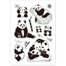 GLOBLELAND Panda Clear Stamps Transparent Silicone Stamp Seal for Card Making Decoration and DIY Scrapbooking