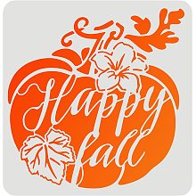 FINGERINSPIRE Happy Fall Stencil 11.8x11.8inch Happy Fall Pumpkin Sign Stencils Plastic Fall Pumpkin Stencil Happy Fall Reusable Fall Stencils for Painting on Wood, Floor, Wall and Tile