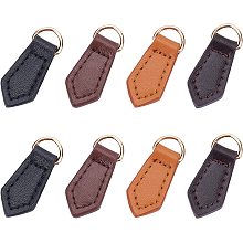 WADORN 8 Pack Genuine Leather Zipper Pulls, 4 Colors Zipper Tags Fixer Leaf Shape Pull Strap Cord Zipper Pullers Leather Zip Puller Heads Replacement for Boot Jacket Bag Handbags Luggage Purse Repair