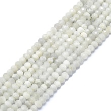 Natural Moonstone Beads Strands, Faceted, Rondelle, 6x4mm, Hole: 1mm, about 85~90pcs/strand, 15.55 inch(39.5cm)