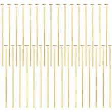 Beebeecraft 200Pcs/Box Flat Head Pins 18K Gold Plated Beading Pins 30mm Long Jewelry Head Pins for Earring Beading DIY Craft