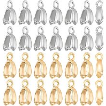 BENECREAT 40Pcs 2 Style Real Gold Plated Pinch Clip Bail Clasp, Brass Pendant Clasp Connectors for DIY Jewelry Making Project