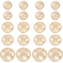 BENECREAT 70Pcs 3 Styles Real 24K Gold Plated Brass Connector Charms, 6/8/10mm Textured Flat Round Links for Earring Necklace Bracelet Making