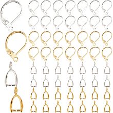 CREATCABIN 1 Box 28Pcs 2 Color 24K Gold Plated Brass French Earring Hooks 925 Sterling Silver Leverback Ear Wires with Pinch Bail Clasp Earring Parts for Dangle Drop Earrings DIY Jewelry Making Craft