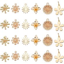 SUPERFINDINGS 24Pcs 6 Style Brass Flower Charms 18K Gold Plated Flower Charms Filligree Flower Charms Pendants for Jewelry DIY Craft Making